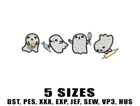 Baking Ghosts Embroidery Design