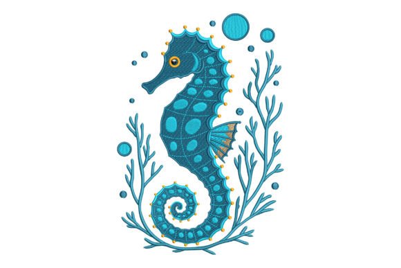 Blue Seahorse Embroidery