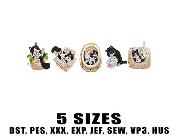 Boxed Cats Embroidery Designs