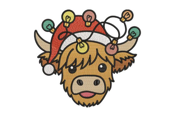 Christmas Highland Cow Embroidery