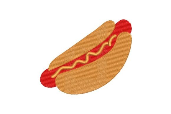 Classic Hot Dog with Mustard Embroidery Design
