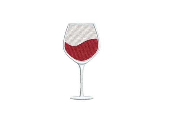Classic Red Wine Glass Embroidery Design