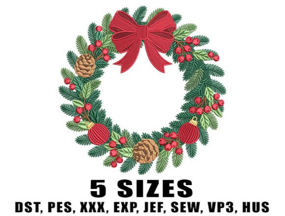 Cozy Christmas Wreath Embroidery Design