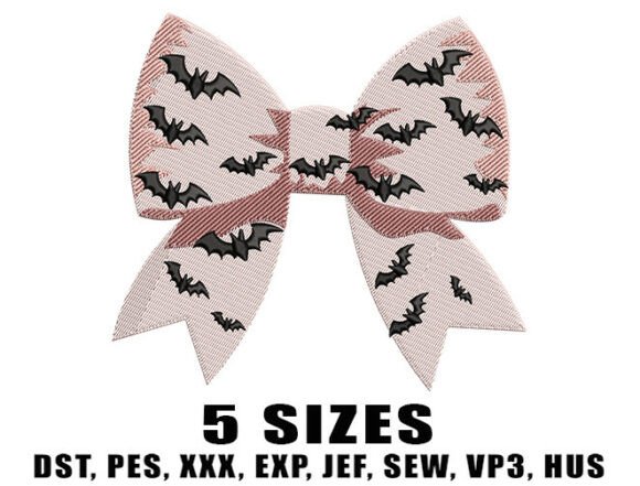Cute Gothic Bow Embroidery Design