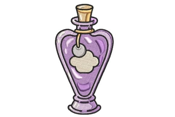 Elegant Purple Potion Bottle Embroidery Design