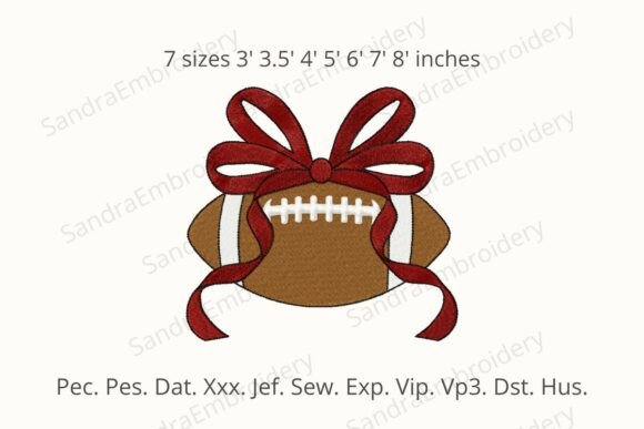 Football with Bow Embroidery Design