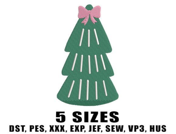 Green Seasonal Tree Embroidery Design