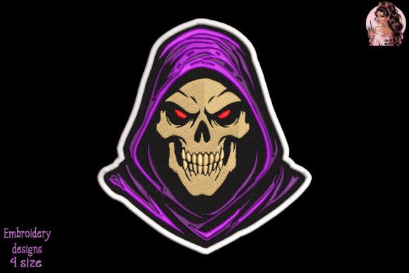 Grim Reaper Skull Embroidery