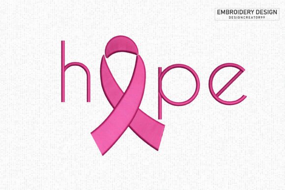 Hope Ribbon Breast Cancer Embroidery