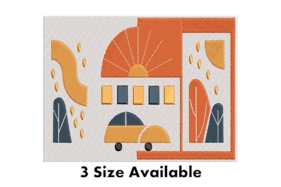 Modern Cityscape Embroidery Design