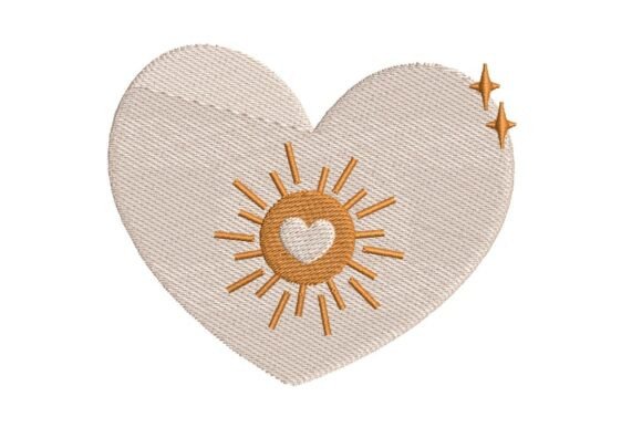 Radiant Sun Heart Embroidery Design