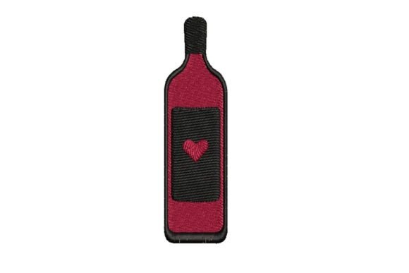Romantic Wine Bottle with Heart Embroidery Patch