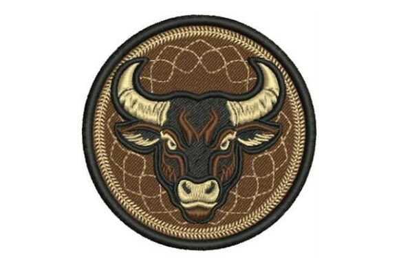 Round Bull Head Embroidery Patch