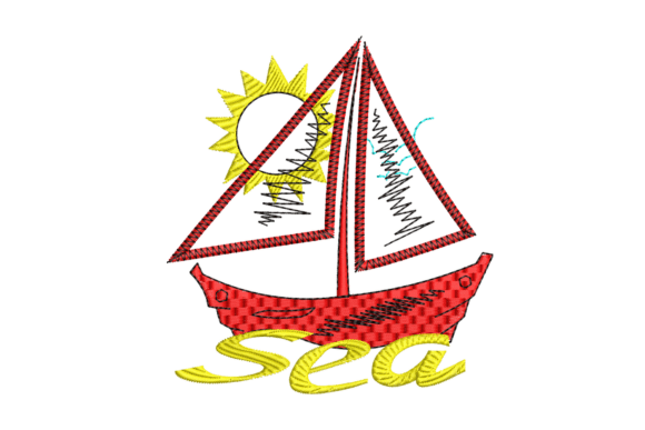 Sea Boat Embroidery Design