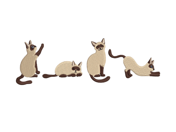 Siamese Cat Lineup Embroidery Design