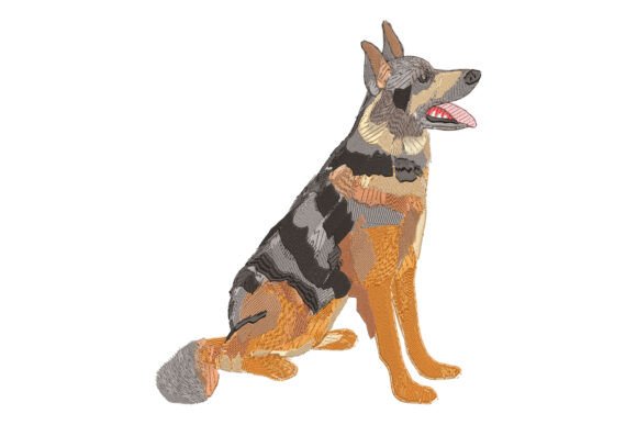 Sitting German Shepherd Embroidery