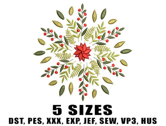 Snowflake Leaf Embroidery Design