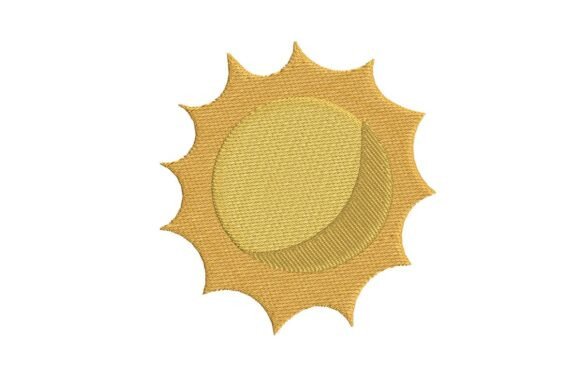 Stylized Golden Sun Embroidery Design