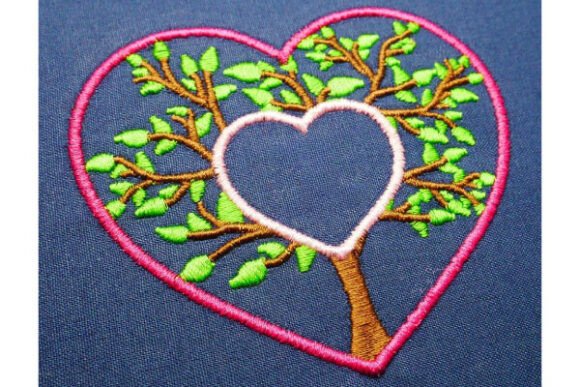 Tree Framed with Heart Embroidery Design
