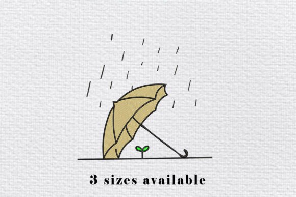 Umbrella Rain Embroidery Design File